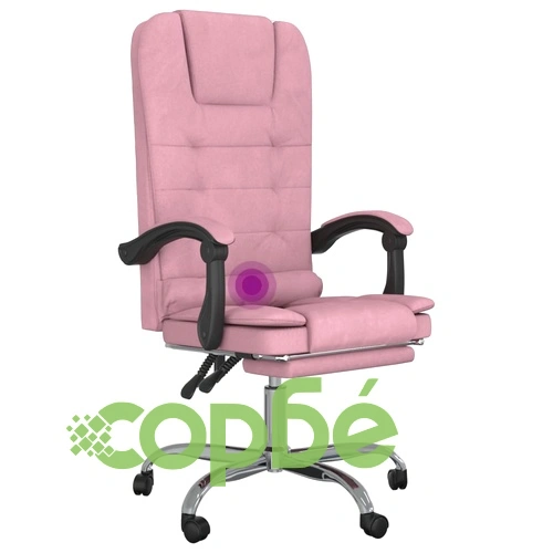 Масажен наклоняем офис стол, розов, кадифе ➤ топ цена ➤ sorbe.bg
