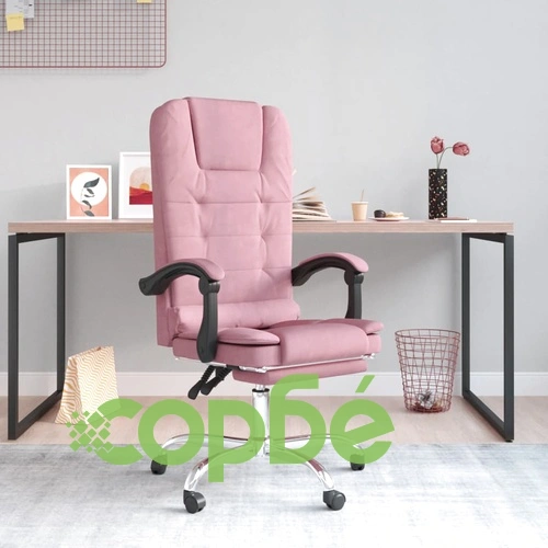 Масажен наклоняем офис стол, розов, кадифе ➤ топ цена ➤ sorbe.bg