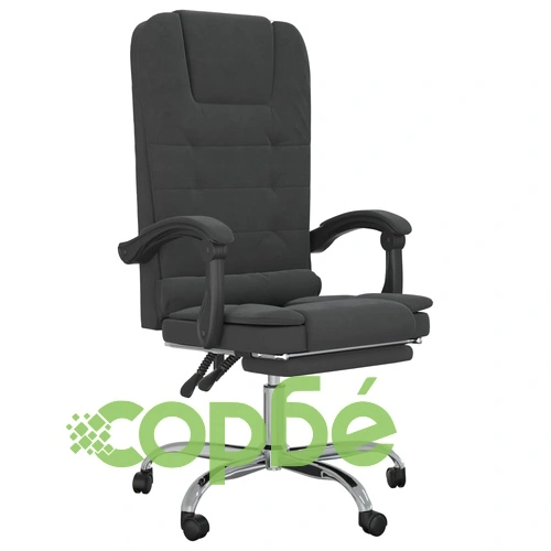 Масажен наклоняем офис стол, черен, кадифе ➤ топ цена ➤ sorbe.bg