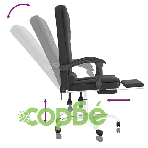 Масажен наклоняем офис стол, черен, изкуствена кожа ➤ топ цена ➤ sorbe.bg