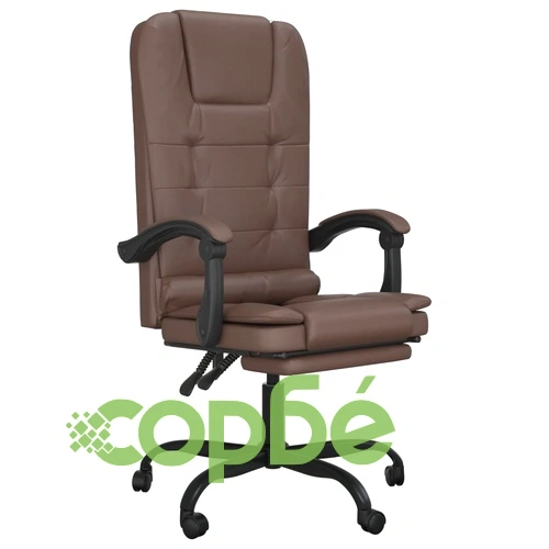 Масажен наклоняем офис стол, кафяв, изкуствена кожа ➤ топ цена ➤ sorbe.bg