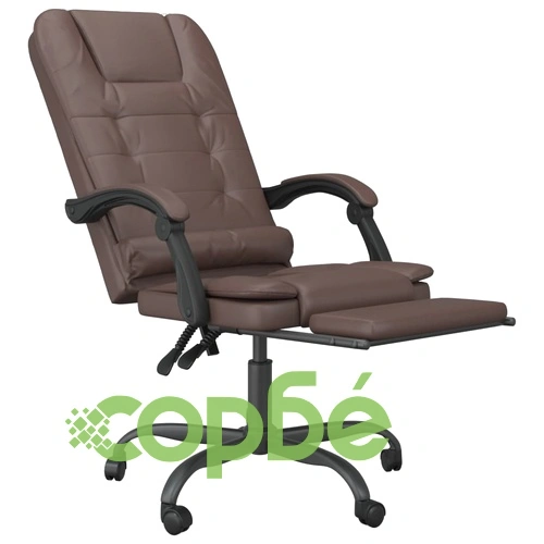 Масажен наклоняем офис стол, кафяв, изкуствена кожа ➤ топ цена ➤ sorbe.bg
