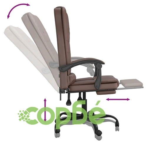 Масажен наклоняем офис стол, кафяв, изкуствена кожа ➤ топ цена ➤ sorbe.bg