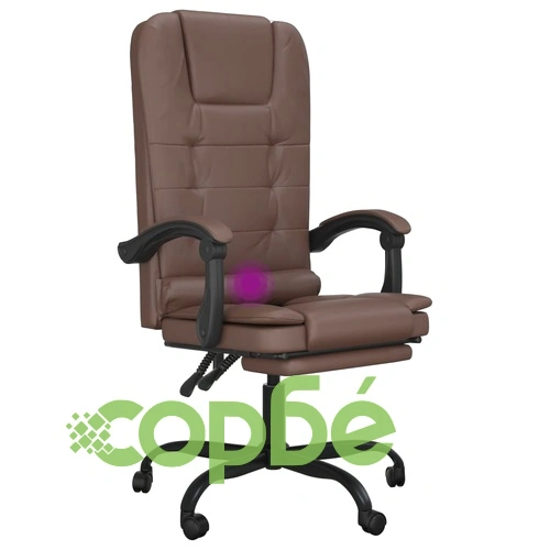 Масажен наклоняем офис стол, кафяв, изкуствена кожа ➤ топ цена ➤ sorbe.bg