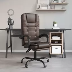 Масажен наклоняем офис стол, кафяв, изкуствена кожа