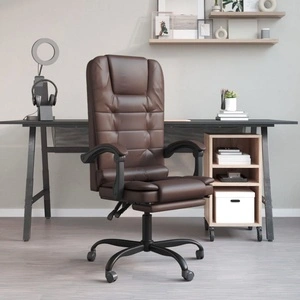 Масажен наклоняем офис стол, кафяв, изкуствена кожа
