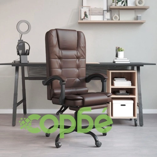 Масажен наклоняем офис стол, кафяв, изкуствена кожа ➤ топ цена ➤ sorbe.bg
