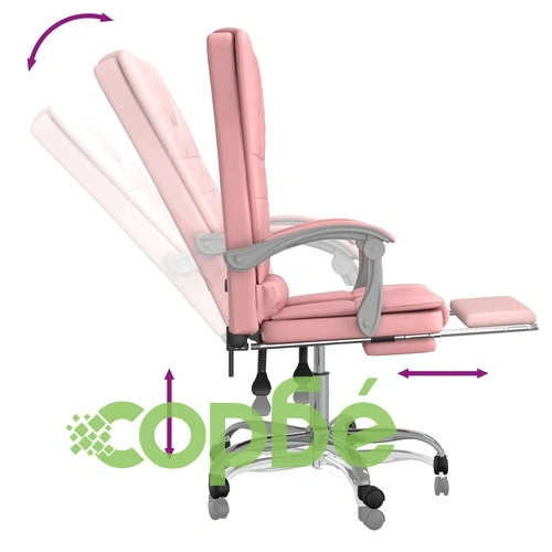 Масажен наклоняем офис стол, розов, изкуствена кожа ➤ топ цена ➤ sorbe.bg