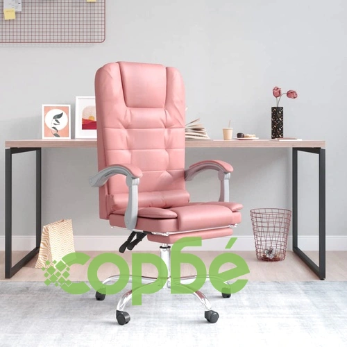 Масажен наклоняем офис стол, розов, изкуствена кожа ➤ топ цена ➤ sorbe.bg