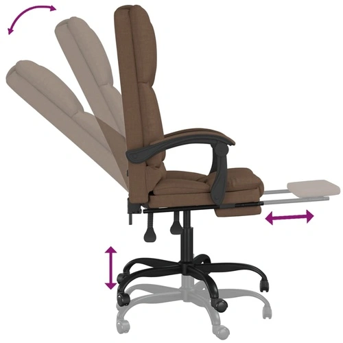 Масажен наклоняем офис стол, кафяв, текстил ➤ топ цена ➤ sorbe.bg