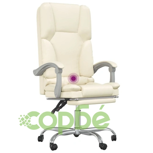 Масажен наклоняем офис стол, кремав, изкуствена кожа ➤ топ цена ➤ sorbe.bg