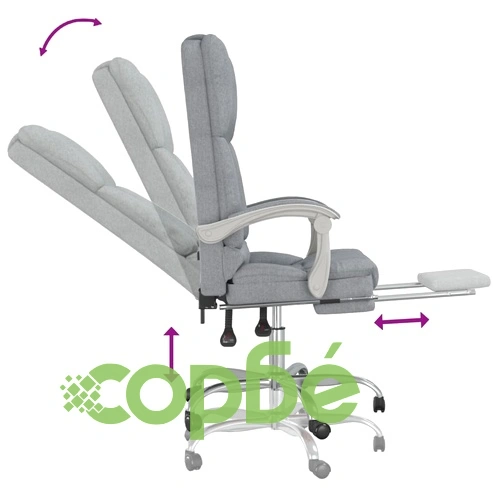 Масажен наклоняем офис стол, светлосив, текстил ➤ топ цена ➤ sorbe.bg