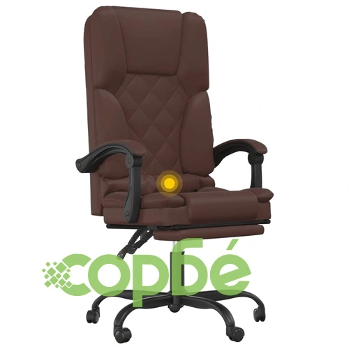 Масажен наклоняем офис стол, кафяв, изкуствена кожа ➤ топ цена ➤ sorbe.bg