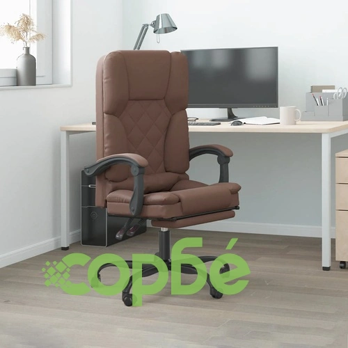 Масажен наклоняем офис стол, кафяв, изкуствена кожа ➤ топ цена ➤ sorbe.bg