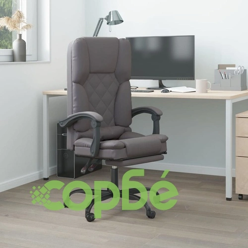 Масажен наклоняем офис стол, сив, изкуствена кожа ➤ топ цена ➤ sorbe.bg