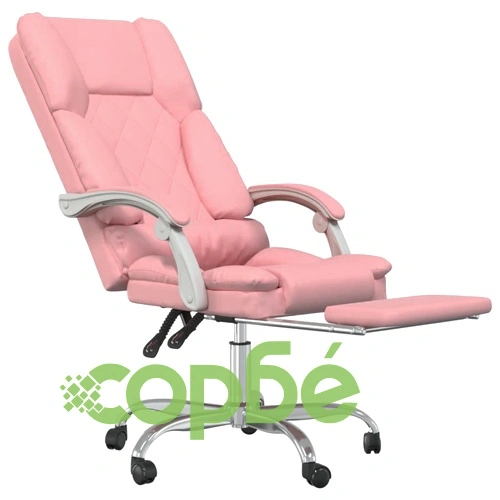 Масажен наклоняем офис стол, розов, изкуствена кожа ➤ топ цена ➤ sorbe.bg