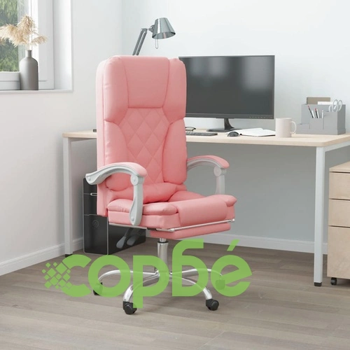 Масажен наклоняем офис стол, розов, изкуствена кожа ➤ топ цена ➤ sorbe.bg