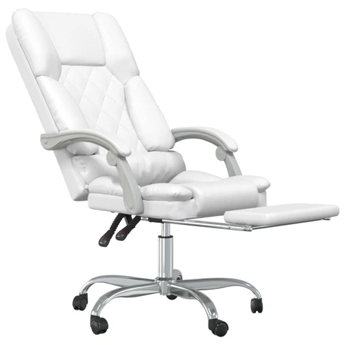 Масажен наклоняем офис стол, бял, изкуствена кожа ➤ топ цена ➤ sorbe.bg