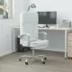 Масажен наклоняем офис стол, бял, изкуствена кожа