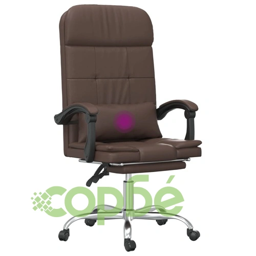 Масажен наклоняем офис стол, кафяв, изкуствена кожа ➤ топ цена ➤ sorbe.bg