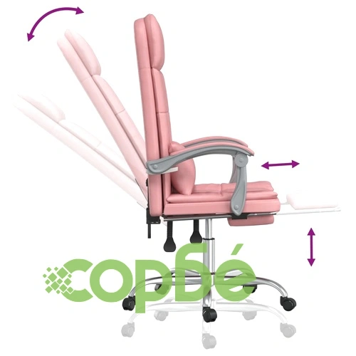 Масажен наклоняем офис стол, розов, изкуствена кожа ➤ топ цена ➤ sorbe.bg