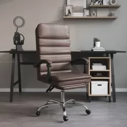 Масажен наклоняем офис стол, кафяв, изкуствена кожа
