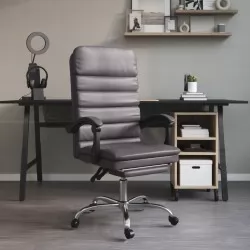 Масажен наклоняем офис стол, сив, изкуствена кожа