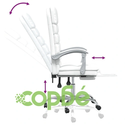 Масажен наклоняем офис стол, бял, изкуствена кожа ➤ топ цена ➤ sorbe.bg