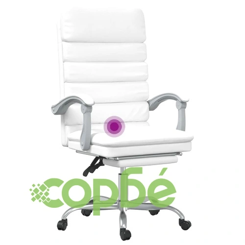 Масажен наклоняем офис стол, бял, изкуствена кожа ➤ топ цена ➤ sorbe.bg