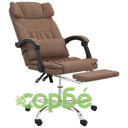 Масажен наклоняем офис стол, кафяв, текстил ➤ топ цена ➤ sorbe.bg