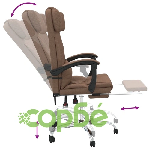 Масажен наклоняем офис стол, кафяв, текстил ➤ топ цена ➤ sorbe.bg