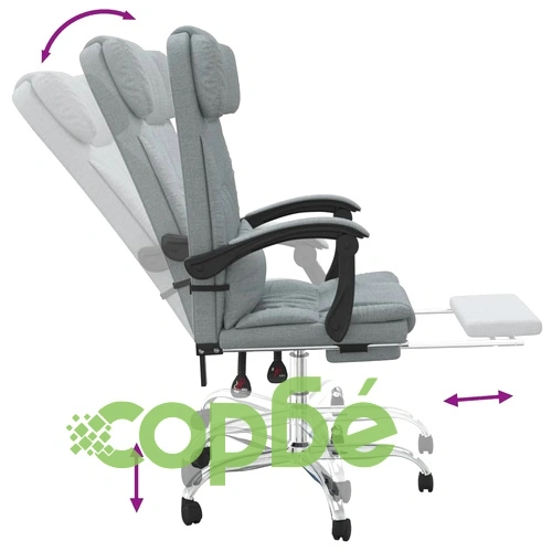 Масажен наклоняем офис стол, светлосив, текстил ➤ топ цена ➤ sorbe.bg