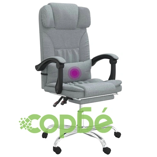 Масажен наклоняем офис стол, светлосив, текстил ➤ топ цена ➤ sorbe.bg