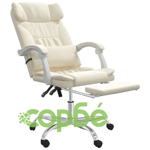 Масажен наклоняем офис стол, кремав, изкуствена кожа ➤ топ цена ➤ sorbe.bg