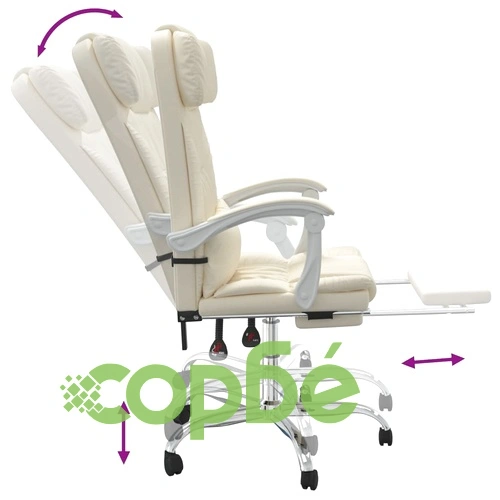 Масажен наклоняем офис стол, кремав, изкуствена кожа ➤ топ цена ➤ sorbe.bg