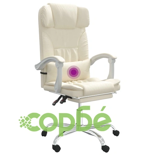 Масажен наклоняем офис стол, кремав, изкуствена кожа ➤ топ цена ➤ sorbe.bg