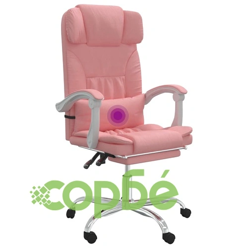 Масажен наклоняем офис стол, розов, изкуствена кожа ➤ топ цена ➤ sorbe.bg