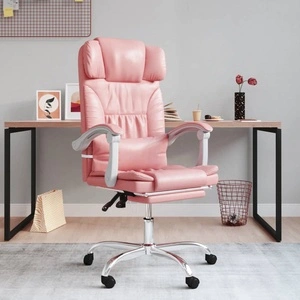 Масажен наклоняем офис стол, розов, изкуствена кожа