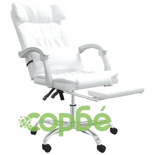 Масажен наклоняем офис стол, бял, изкуствена кожа ➤ топ цена ➤ sorbe.bg