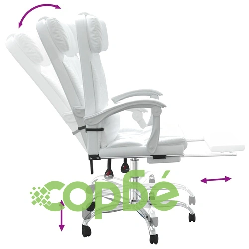 Масажен наклоняем офис стол, бял, изкуствена кожа ➤ топ цена ➤ sorbe.bg