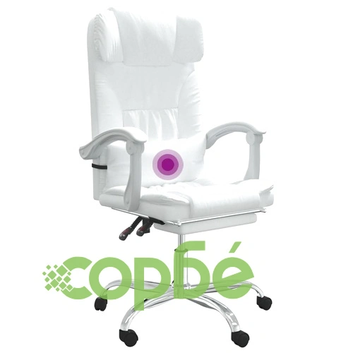 Масажен наклоняем офис стол, бял, изкуствена кожа ➤ топ цена ➤ sorbe.bg