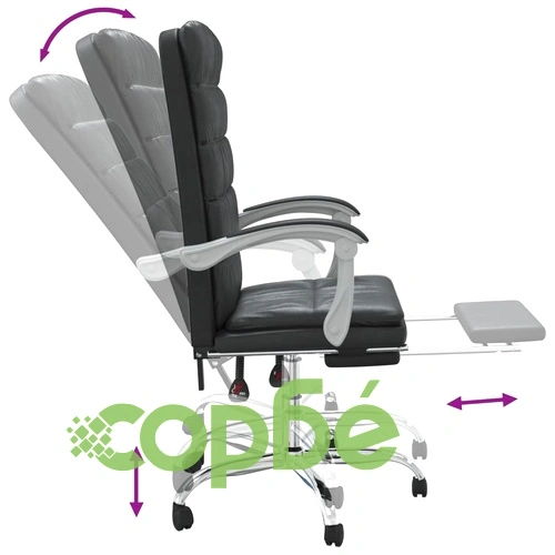 Накланящ се офис стол черно изкуствена кожа ➤ топ цена ➤ sorbe.bg