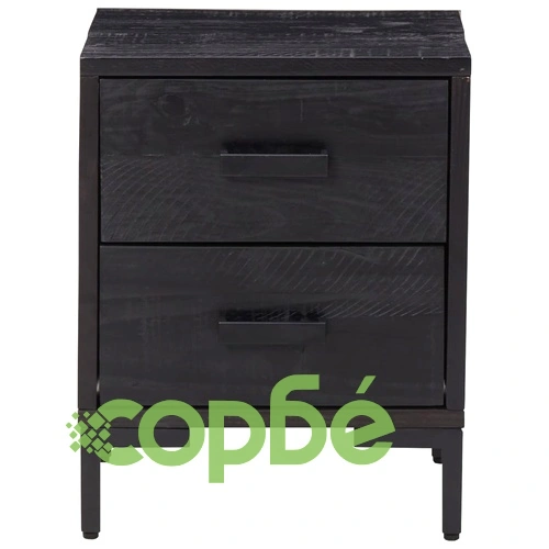 Нощно шкафче, черно, 36x30x45 см, бор масив ➤ топ цена ➤ sorbe.bg