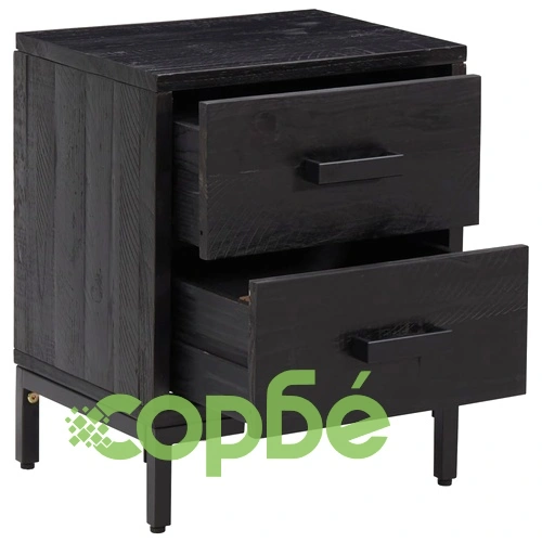 Нощно шкафче, черно, 36x30x45 см, бор масив ➤ топ цена ➤ sorbe.bg
