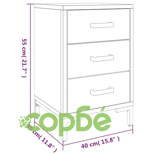 Нощно шкафче, черно, 40x30x55 см, бор масив ➤ топ цена ➤ sorbe.bg