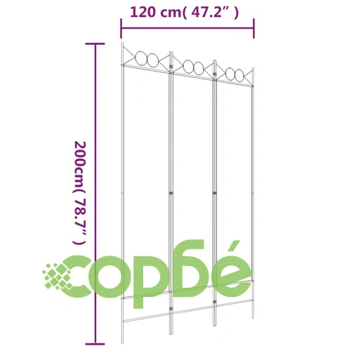 Параван за стая, 3 панела, кафяв, 120x200 см, плат ➤ топ цена ➤ sorbe.bg