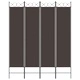 Параван за стая, 4 панела, кафяв, 160x200 см, плат