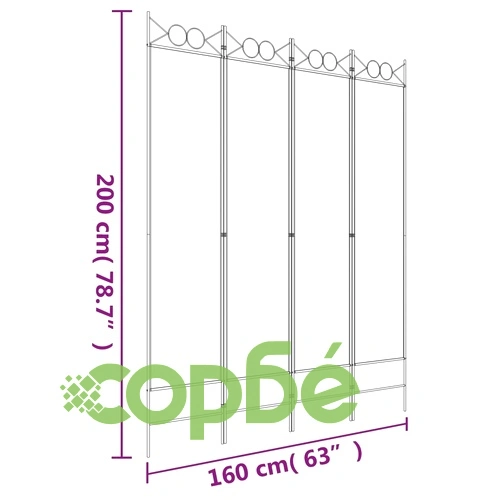Параван за стая, 4 панела, кафяв, 160x200 см, плат ➤ топ цена ➤ sorbe.bg