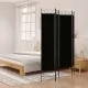 Параван за стая, 4 панела, черен, 160x200 см, плат