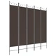 Параван за стая, 5 панела, кафяв, 200x200 см, плат